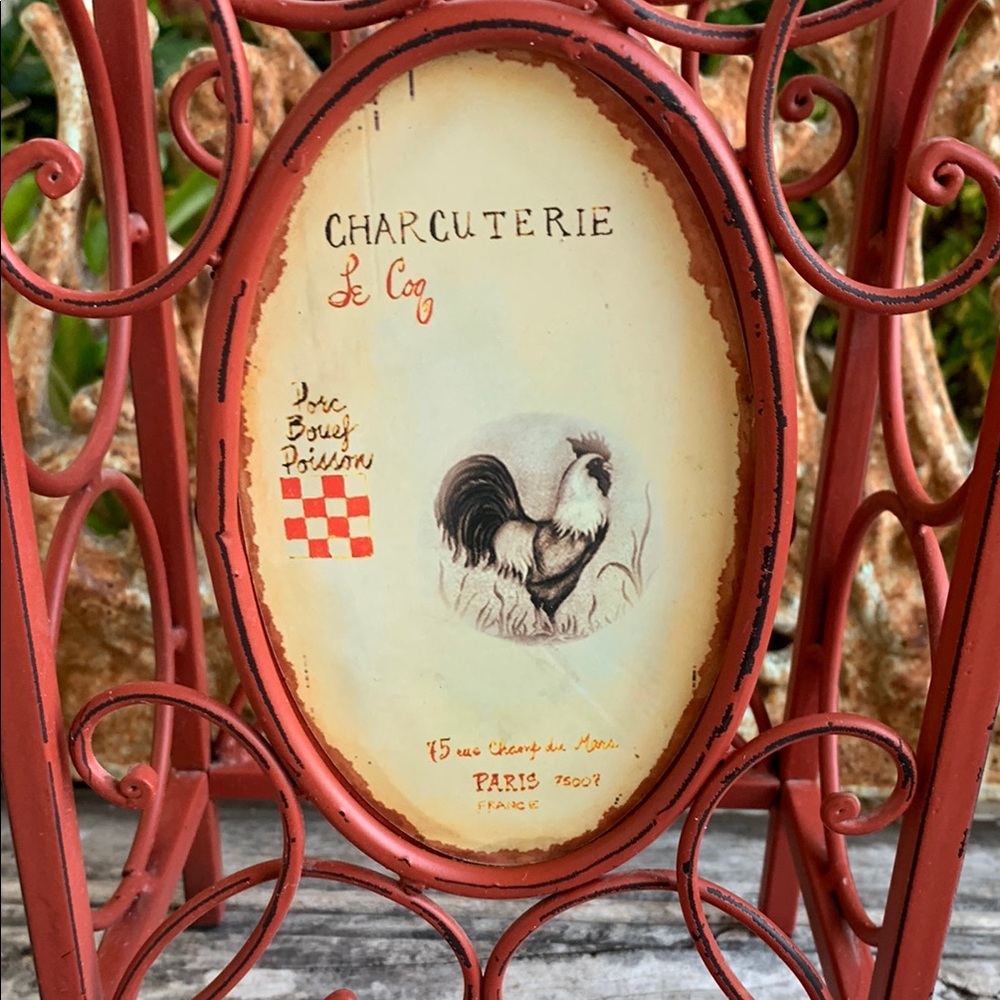 Red Farmhouse Wrought Iron Wine Rack - Picture 9 of 14